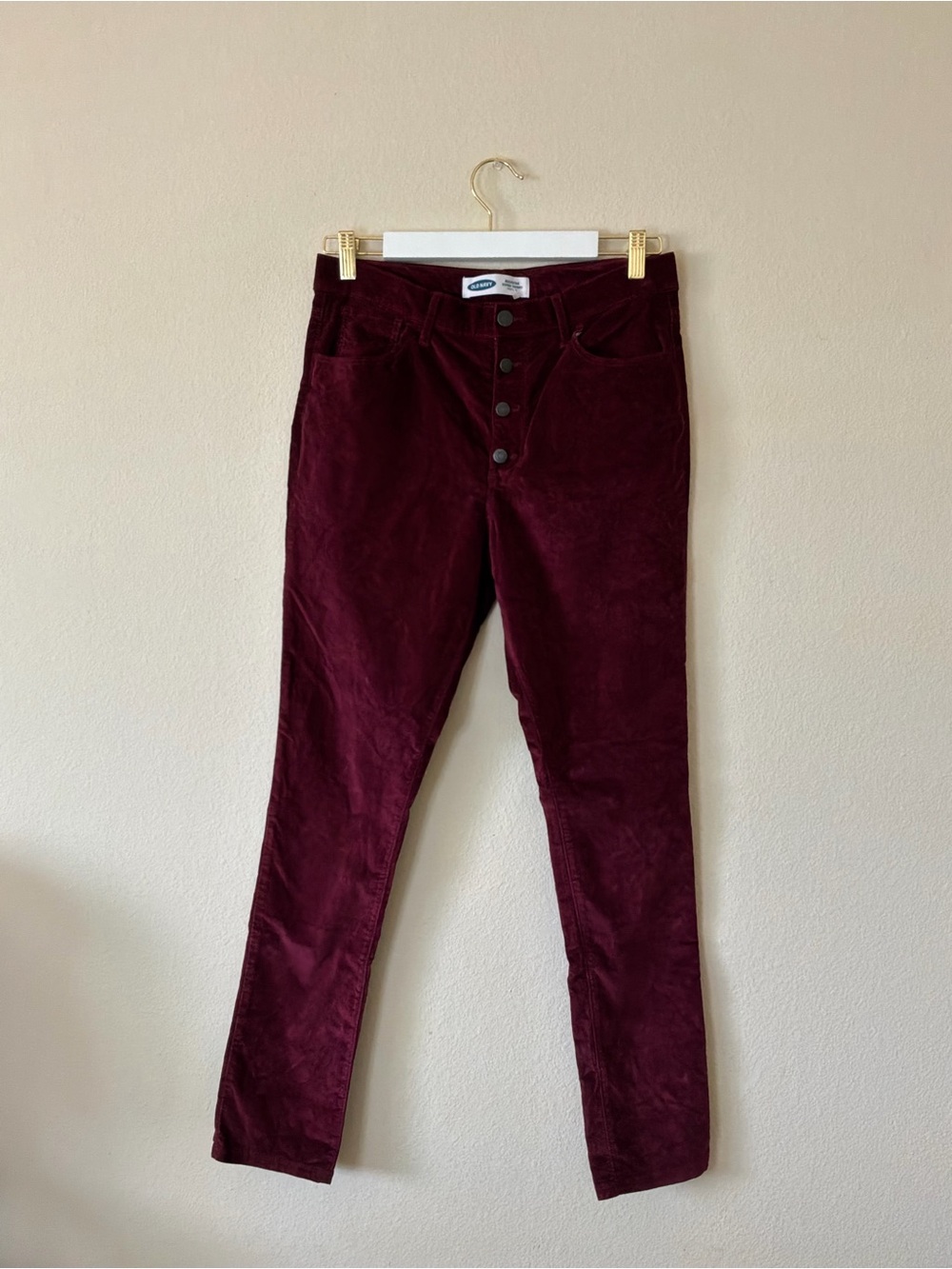 *Old Navy Girls Rockstar Super Skinny High Rise Burgundy Velvet Button-Fly Pants